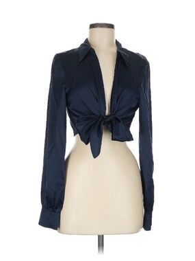 Cinq a Sept NWT Navy Blue Silk Tie Front Blouse